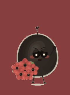 Clotty a bit cross, holding her poppies